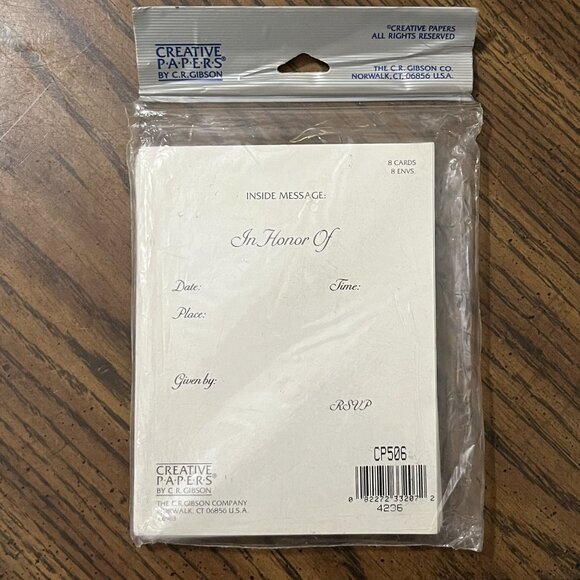 Creative Papers CR Gibson Shower Invitations For Bride & Groom 8 Cards Envelopes - Picture 3 of 4